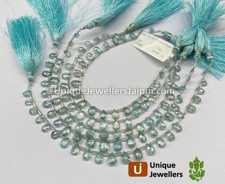 Blue Zircon Faceted Pear Beads